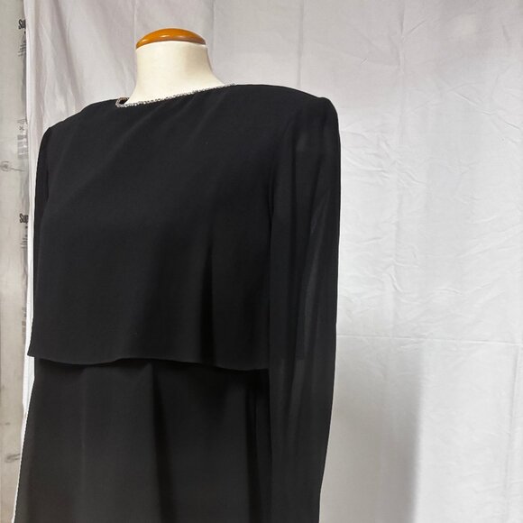 Vintage Black Tiered Dress, Sz 10 (M) - Picture 3 of 8